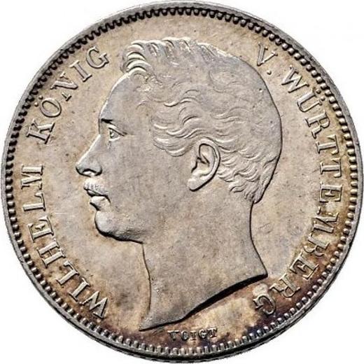 Аверс монеты - 1/2 гульдена 1856 года - цена серебряной монеты - Вюртемберг, Вильгельм I