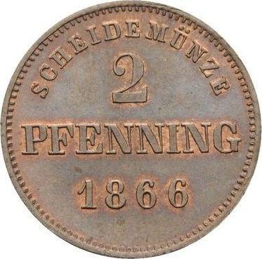 Reverso 2 Pfennige 1866 - valor de la moneda  - Baviera, Luis II