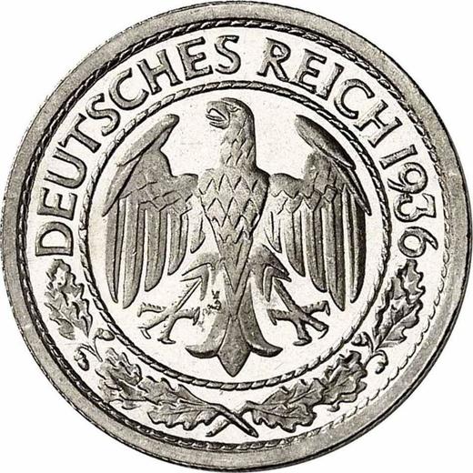 Аверс монеты - 50 рейхспфеннигов 1936 года G - цена  монеты - Германия, Bеймарская республика