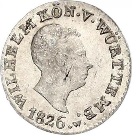 Anverso 1 Kreuzer 1826 W - valor de la moneda de plata - Wurtemberg, Guillermo I