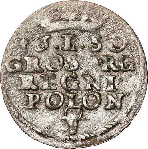 Reverso 1 grosz 1650 Águila con escudo de armas - valor de la moneda de plata - Polonia, Juan II Casimiro
