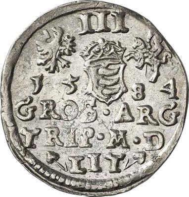 Rewers monety - Trojak 1584 "Litwa" - cena srebrnej monety - Polska, Stefan Batory