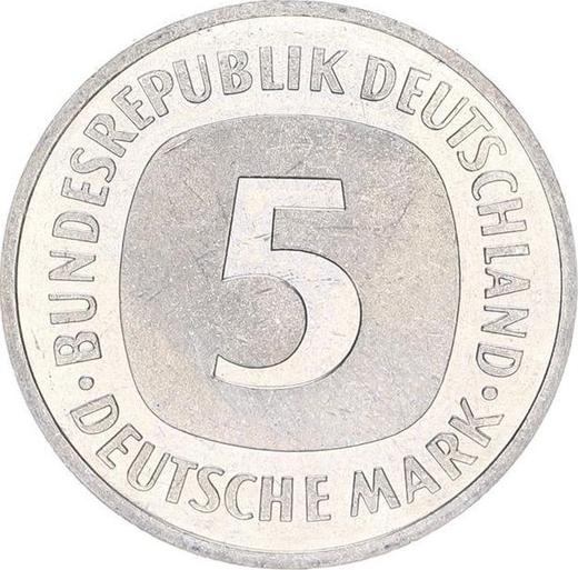 Аверс монеты - 5 марок 1989 года J - цена  монеты - Германия, ФРГ