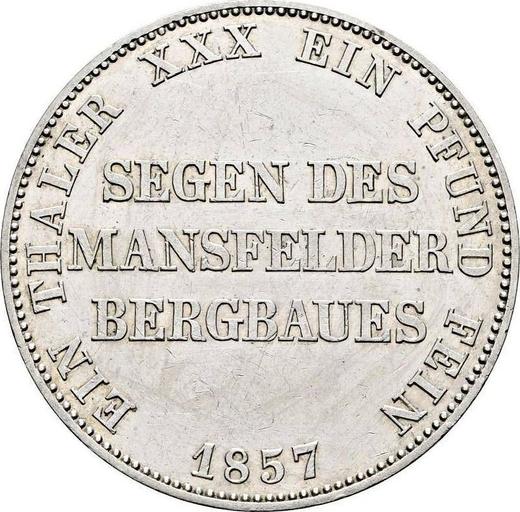 Реверс монеты - Талер 1857 года A "Горный" - цена серебряной монеты - Пруссия, Фридрих Вильгельм IV