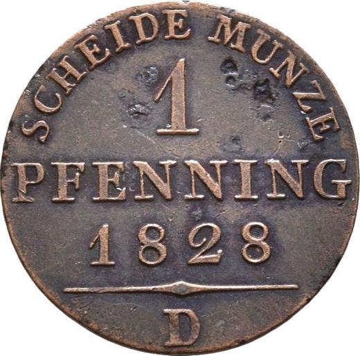 Reverso 1 Pfennig 1828 D - valor de la moneda  - Prusia, Federico Guillermo III
