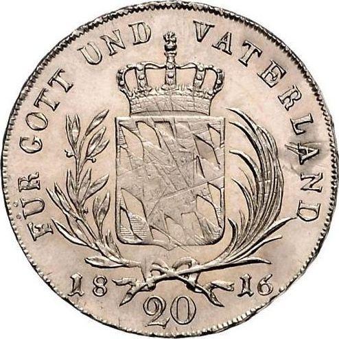 Реверс монеты - 20 крейцеров 1816 года - цена серебряной монеты - Бавария, Максимилиан I