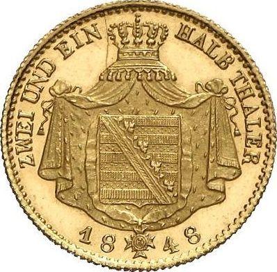Reverso 2 1/2 táleros 1848 F - valor de la moneda de oro - Sajonia, Federico Augusto II