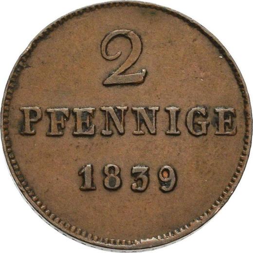 Reverso 2 Pfennige 1839 - valor de la moneda  - Sajonia-Meiningen, Bernardo II