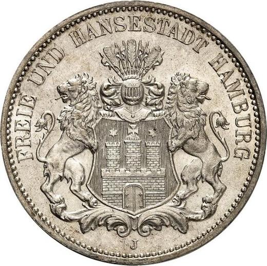 Аверс монеты - 3 марки 1910 года J "Гамбург" - цена серебряной монеты - Германия, Германская Империя