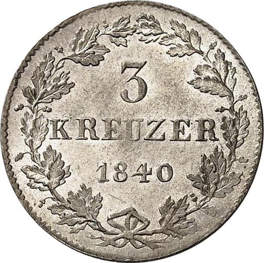 Revers 3 Kreuzer 1840 - Silbermünze Wert - Hessen-Homburg, Philipp August Friedrich