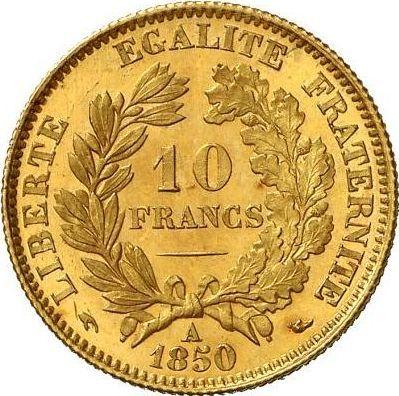 Reverso 10 francos 1850 A "Tipo 1850-1851" - valor de la moneda de oro - Francia, Segunda República