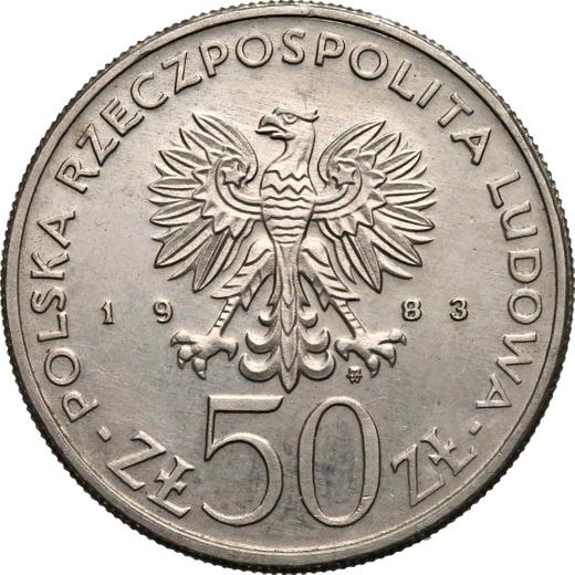 Аверс монеты - Пробные 50 злотых 1983 года MW EO "150 лет Большому театру" Медно-никель - цена  монеты - Польша, Народная Республика