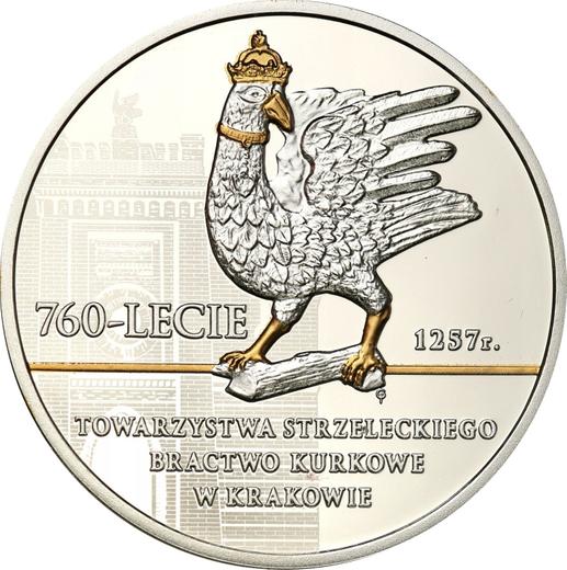 Reverso 10 eslotis 2018 "760 aniversario de la Sociedad de Tiro de Cracovia" - valor de la moneda de plata - Polonia, República moderna