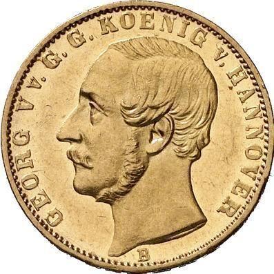 Anverso Media corona 1864 B - valor de la moneda de oro - Hannover, Jorge V