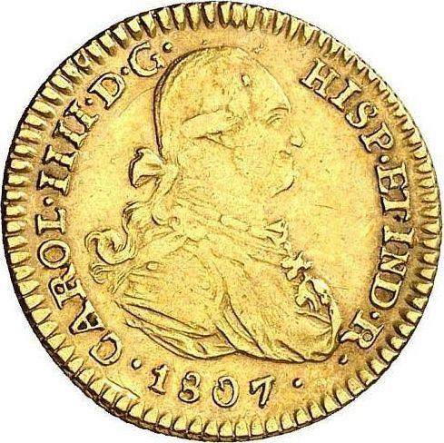 Аверс монеты - 1 эскудо 1807 года PTS PJ - цена золотой монеты - Боливия, Карл IV