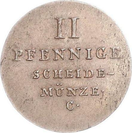 Реверс монеты - 2 пфеннига 1822 года C - цена  монеты - Ганновер, Георг IV