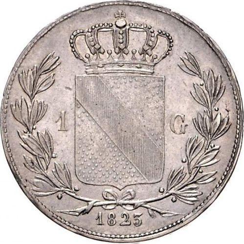 Реверс монеты - 1 гульден 1823 года - цена серебряной монеты - Баден, Людвиг I