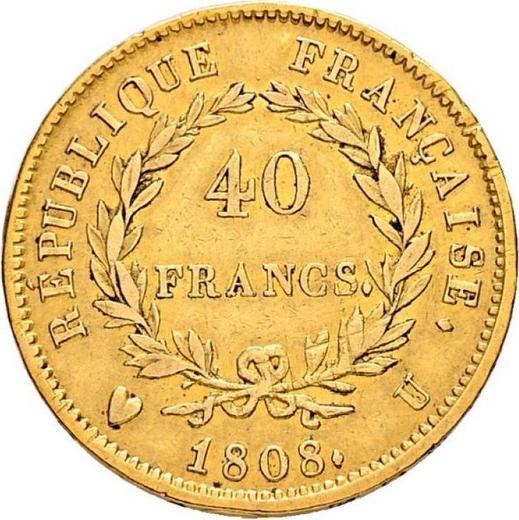 Reverse 40 Francs 1808 U "Type 1807-1808" Turin - France, Napoleon I