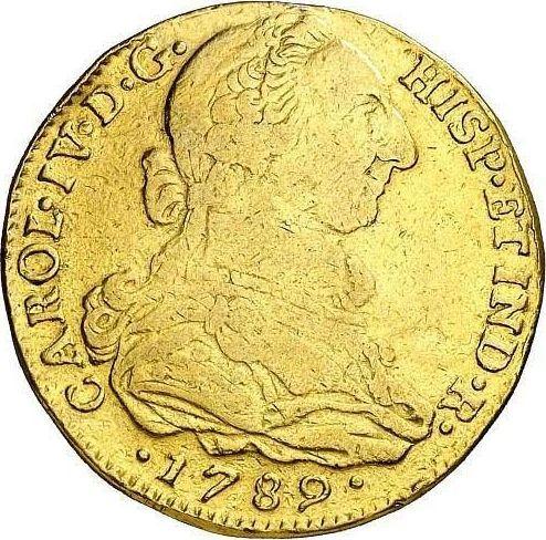 Аверс монеты - 4 эскудо 1789 года NR JJ - цена золотой монеты - Колумбия, Карл IV
