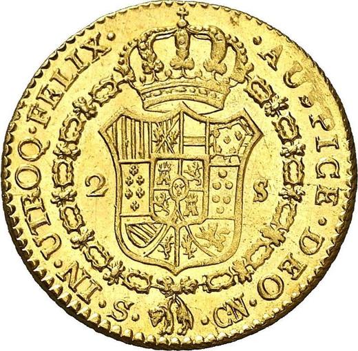 Reverse 2 Escudos 1803 S CN - Gold Coin Value - Spain, Charles IV