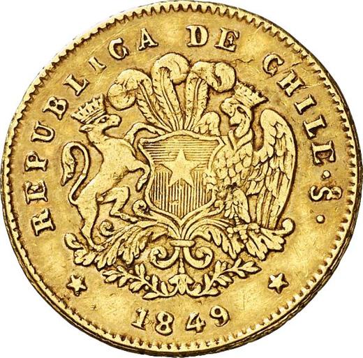 Аверс монеты - 2 эскудо 1849 года So ML - цена золотой монеты - Чили, Республика