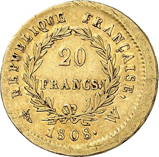 Rewers monety - 20 franków 1807-1808 "Typ 1807-1808" Przesunięcie stempla - Francja, Napoleon I