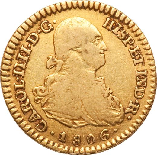 Awers monety - 1 escudo 1806 PTS PJ - cena złotej monety - Boliwia, Karol IV