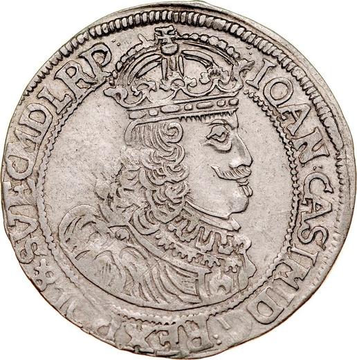 Аверс монеты - Орт (18 грошей) 1659 года AT "Прямой герб" - цена серебряной монеты - Польша, Ян II Казимир