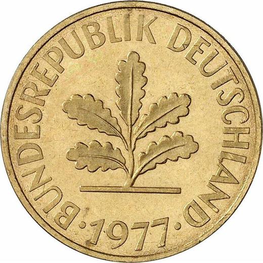 Реверс монеты - 10 пфеннигов 1977 года J - цена  монеты - Германия, ФРГ
