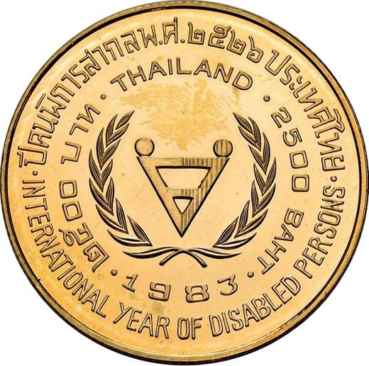 Reverso 2500 Baht BE 2526 (1983) "Año Internacional de los Impedidos" - valor de la moneda de oro - Tailandia, Rama IX