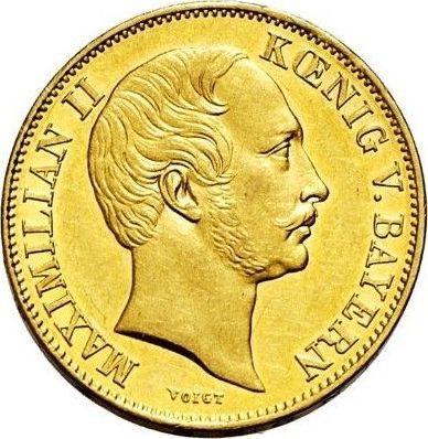 Аверс монеты - 1 крона 1857 года - цена золотой монеты - Бавария, Максимилиан II