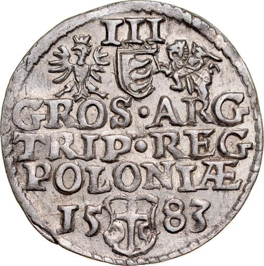 Rewers monety - Trojak 1583 "Duża głowa" - cena srebrnej monety - Polska, Stefan Batory