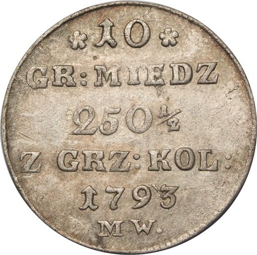 Реверс монеты - 10 грошей 1793 года MW - цена серебряной монеты - Польша, Станислав II Август