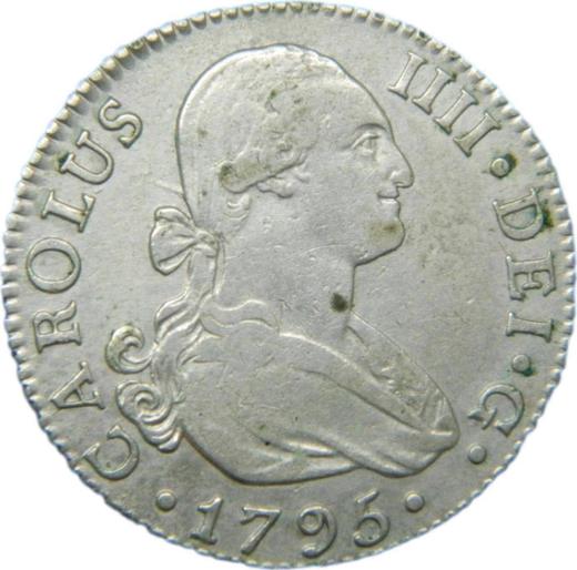 Аверс монеты - 2 реала 1795 года S CN - цена серебряной монеты - Испания, Карл IV