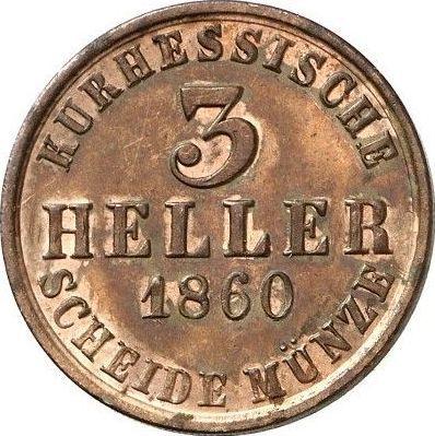 Rewers monety - 3 heller 1860 - cena  monety - Hesja-Kassel, Fryderyk Wilhelm I
