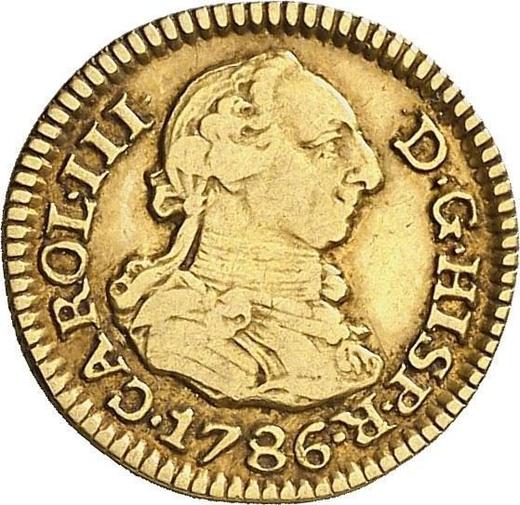 Аверс монеты - 1/2 эскудо 1786 года S C - цена золотой монеты - Испания, Карл III