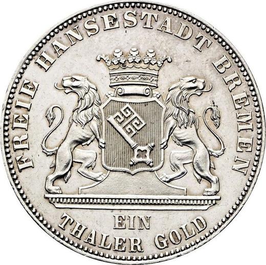 Avers Taler 1863 "50. Jahrestag der Befreiungskriege" - Silbermünze Wert - Bremen, Freie Hansestadt