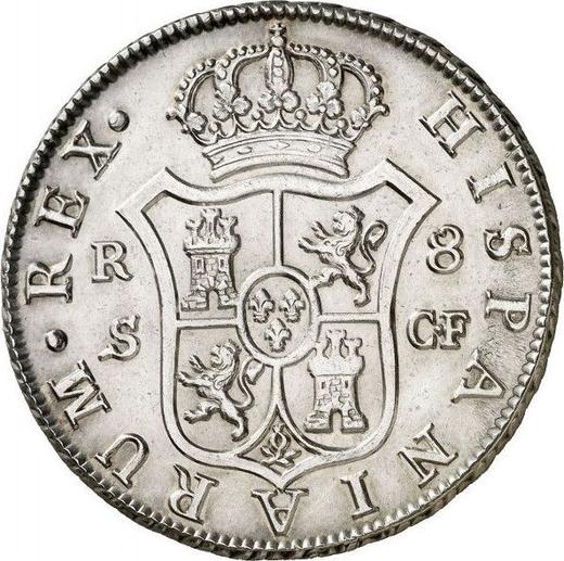 Реверс монеты - 8 реалов 1776 года S CF - цена серебряной монеты - Испания, Карл III
