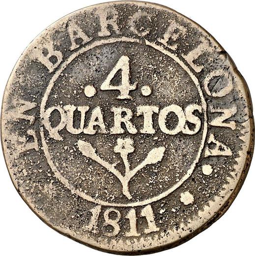 Reverso 4 cuartos 1811 "Fundición" - valor de la moneda  - España, José I Bonaparte