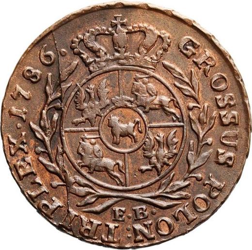 Реверс монеты - Трояк (3 гроша) 1786 года EB - цена  монеты - Польша, Станислав II Август
