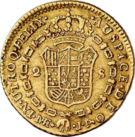 Reverse 2 Escudos 1805 JP - Gold Coin Value - Peru, Charles IV