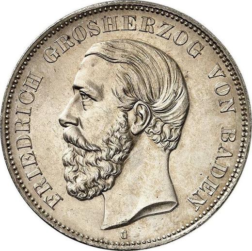 Аверс монеты - 5 марок 1876 года G "Баден" - цена серебряной монеты - Германия, Германская Империя