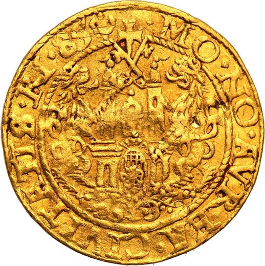 Rewers monety - Dukat 1585 "Ryga" - cena złotej monety - Polska, Stefan Batory