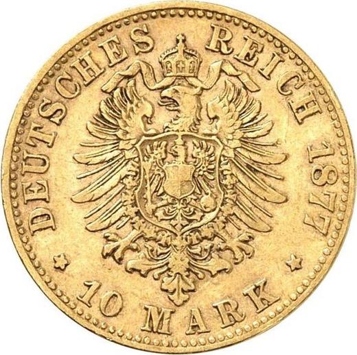 Reverso 10 marcos 1877 F "Würtenberg" - valor de la moneda de oro - Alemania, Imperio alemán