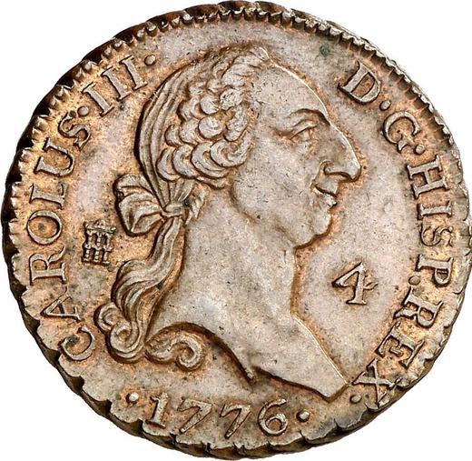 Аверс монеты - 4 мараведи 1776 года - цена  монеты - Испания, Карл III