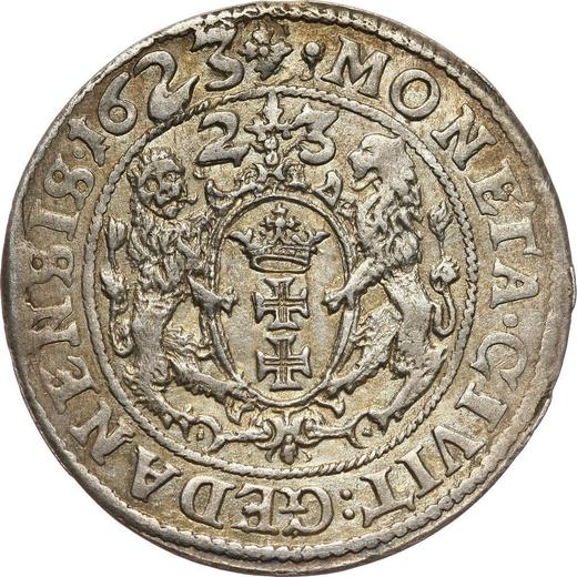 Реверс монеты - Орт (18 грошей) 1623 года "Гданьск" Двойная дата - цена серебряной монеты - Польша, Сигизмунд III Ваза