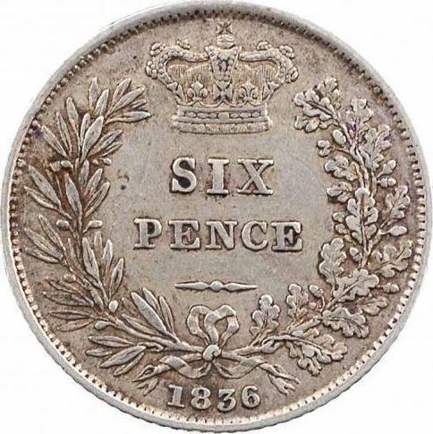 Rewers monety - 6 pensow 1836 - cena srebrnej monety - Wielka Brytania, Wilhelm IV