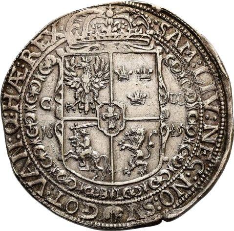 Reverse Thaler 1645 C DC "With a sword" - Silver Coin Value - Poland, Wladyslaw IV