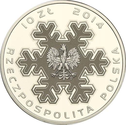 Аверс монеты - 10 злотых 2014 года MW "Польская олимпийская сборная на XXII Олимпийских играх - Сочи 2014" - цена серебряной монеты - Польша, III Республика после деноминации