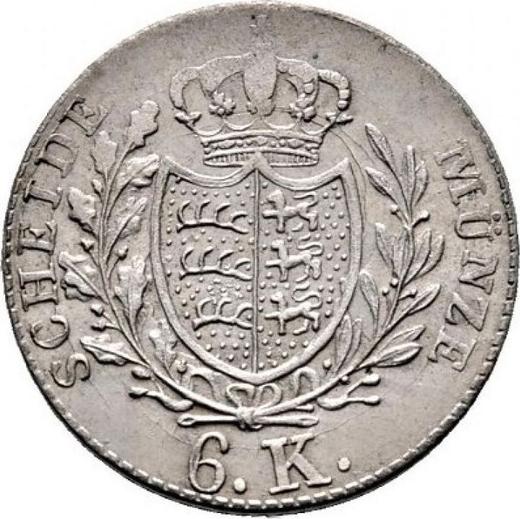 Реверс монеты - 6 крейцеров 1837 года - цена серебряной монеты - Вюртемберг, Вильгельм I